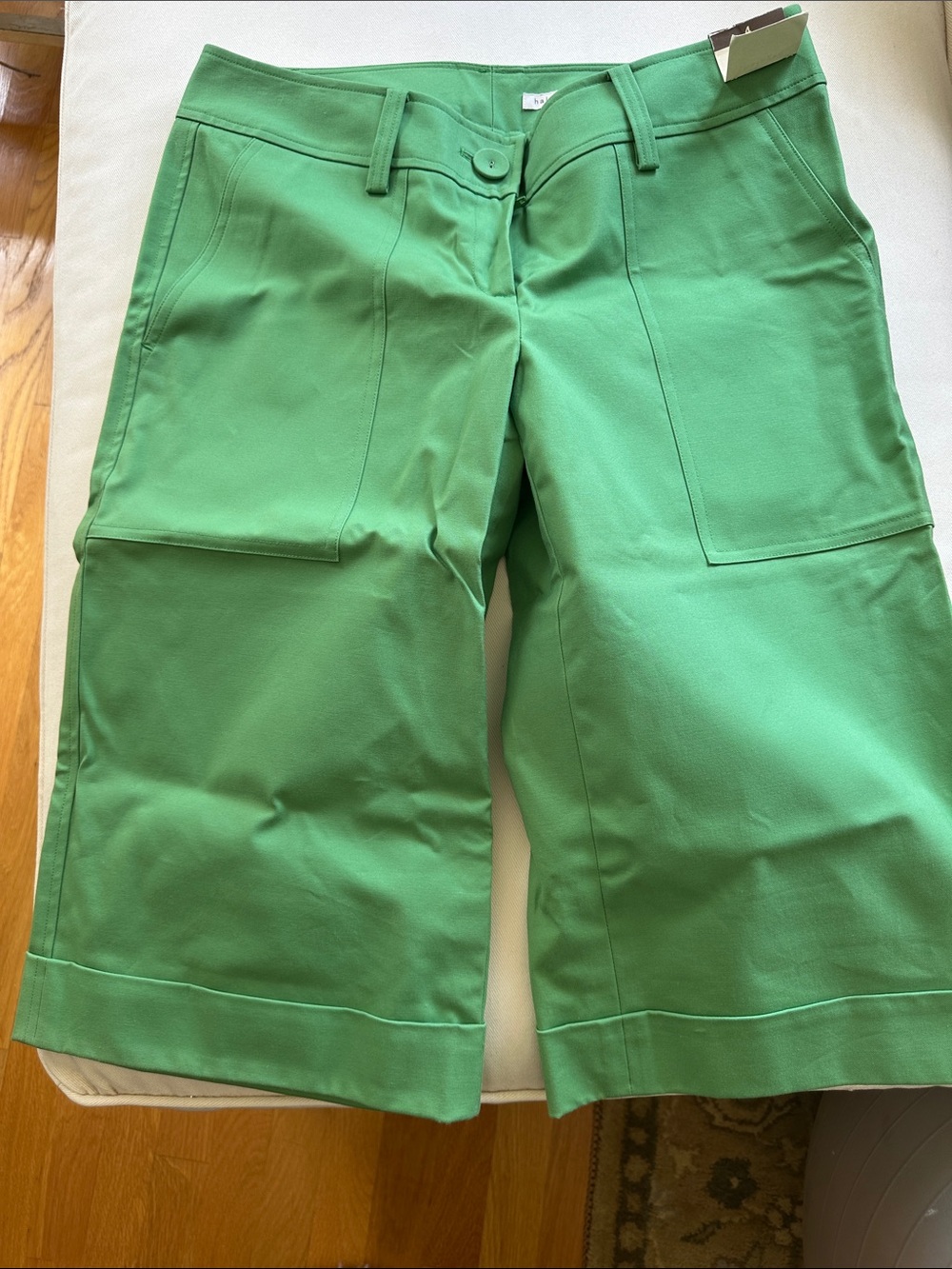 Halogen Green Bermuda Shorts with Patch Pockets